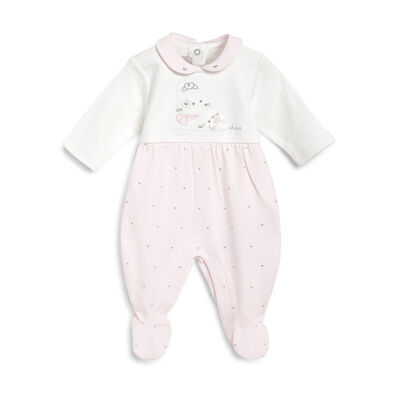 Girls Light Pink Applique Leg Opening Babysuit